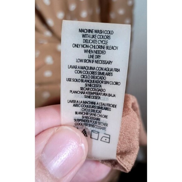 Calvin Klein Brown Polka Dot Belted Sleeveless Handkerchief Maxi Dress Size 24W - Picture 11 of 11